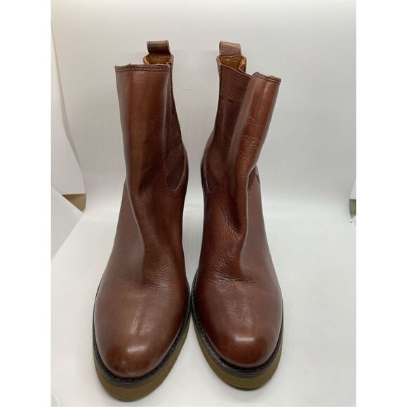 Lucky Brand Women's Fedora Cognac Brown Chelsea Stacked Heel Wedge Boots Size 10 - Picture 2 of 10
